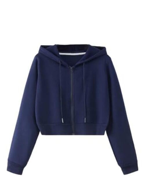 Zipper Crop Hooded Jacket for Women