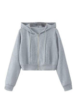 Zipper Crop Hooded Jacket for Women