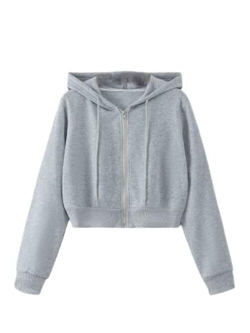 Zipper Crop Hooded Jacket for Women