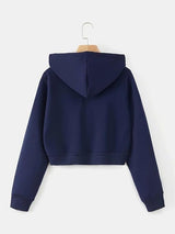 Zipper Crop Hooded Jacket for Women