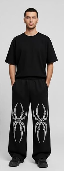 Panda Sytel Trackpants for Men | Stylish Gym Joggers | Printed Cotton Sweatpants | Black Colour