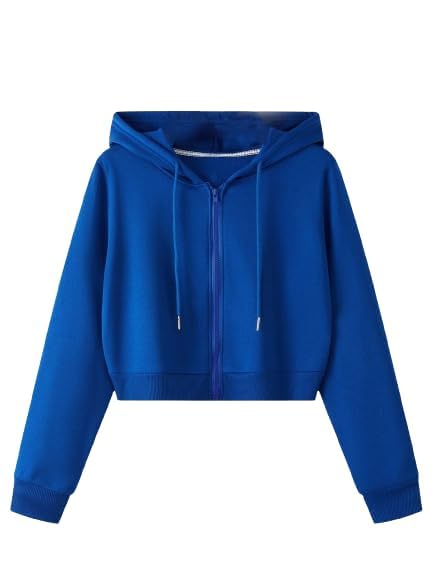 Zipper Crop Hooded Jacket for Women