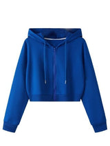 Zipper Crop Hooded Jacket for Women