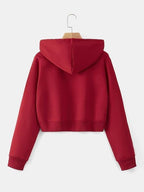 Zipper Crop Hooded Jacket for Women
