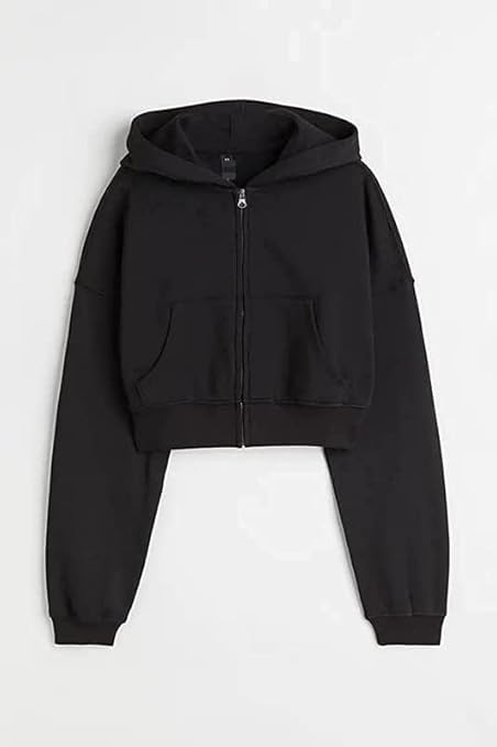 Zipper Crop Hooded Jacket for Women