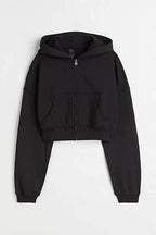 Zipper Crop Hooded Jacket for Women