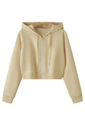 Zipper Crop Hooded Jacket for Women