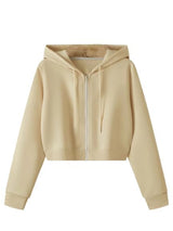 Zipper Crop Hooded Jacket for Women