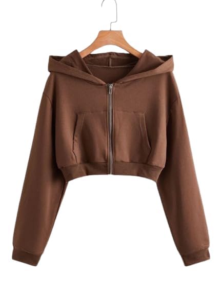 Zipper Crop Hooded Jacket for Women