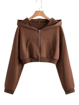 Zipper Crop Hooded Jacket for Women