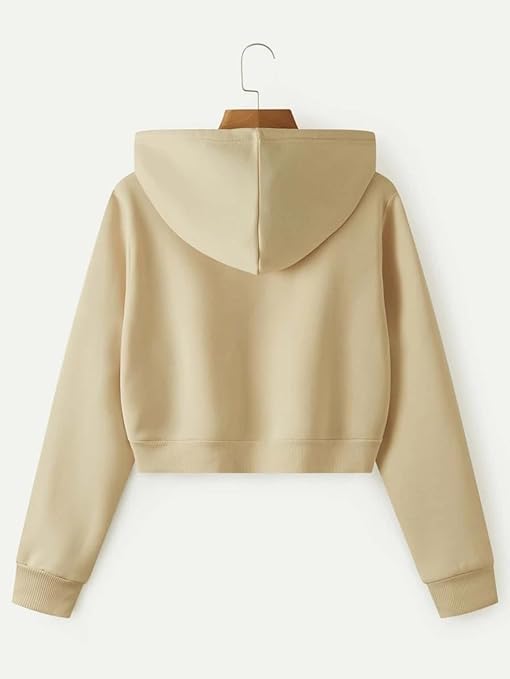 Zipper Crop Hooded Jacket for Women