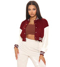 Crop Varsity Jacket/Stylish Jacket for Women/Crop Winter Jackets/Crop Letterman Jackets/Coat for Women/Coat for Maroon Women/Jackets