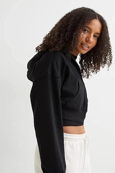 Zipper Crop Hooded Jacket for Women