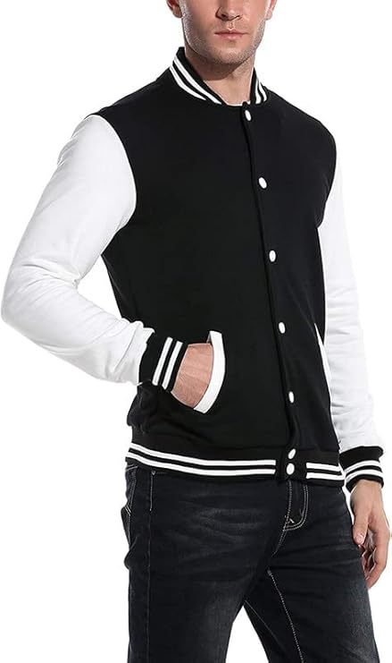 Black Bomber/Varsity Jacket for Men