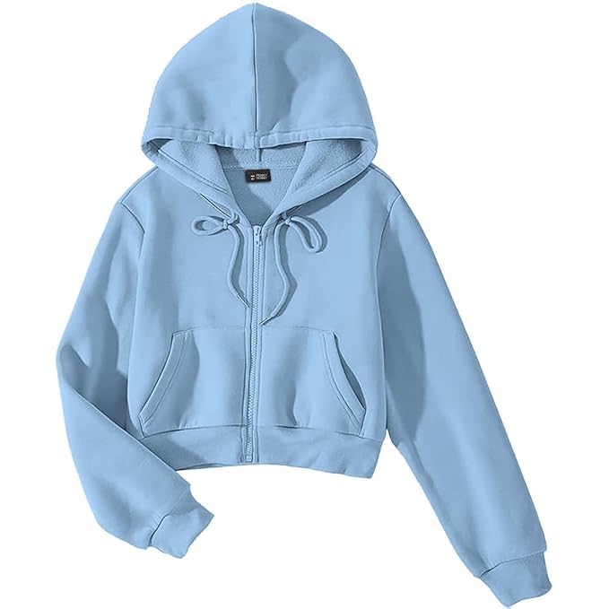 Zipper Crop Hooded Jacket for Women