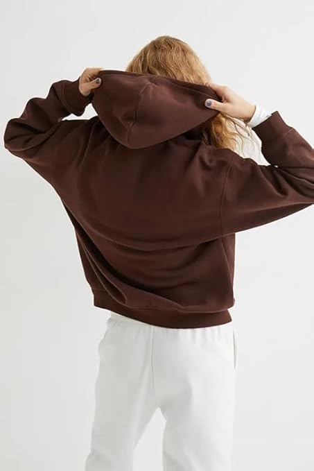 Panda Style Winter Wear Long Brown Hoodie for Women – Zipper Fleece Sweatshirt