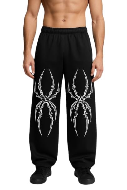 Panda Sytel Trackpants for Men | Stylish Gym Joggers | Printed Cotton Sweatpants | Black Colour