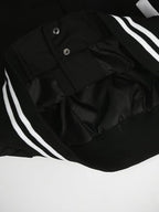 A Letter Cropped Jacket Black Varsity With Button Closure and Long Sleeves for Women