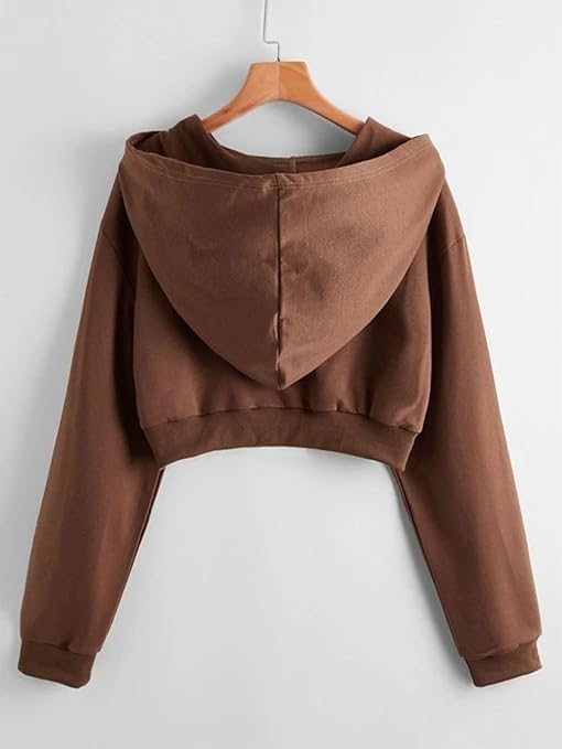 Zipper Crop Hooded Jacket for Women