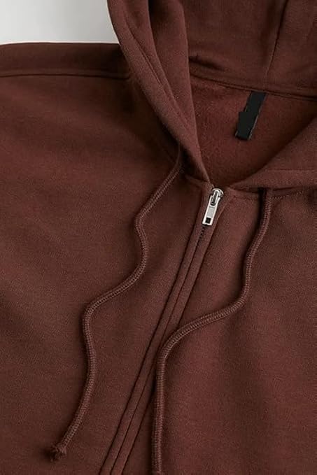 Panda Style Winter Wear Long Brown Hoodie for Women – Zipper Fleece Sweatshirt