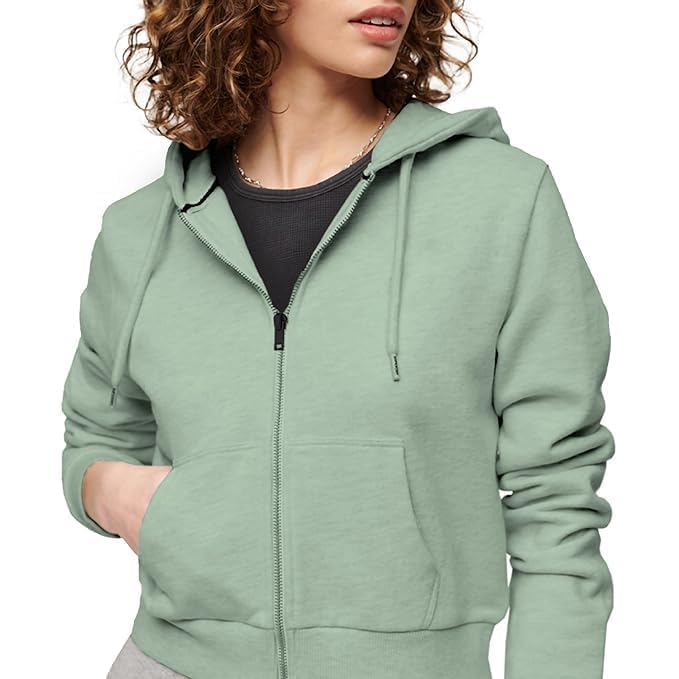 Zipper Crop Hooded Jacket for Women