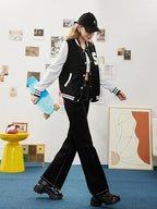 Women’s S Printed Bomber Jacket – Long Sleeve, Lightweight, Open Front Varsity Jacket Without Zip