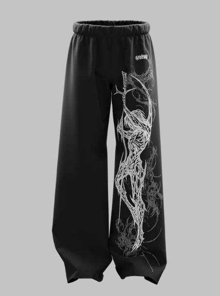 Straight Fit Baggy pants For Unisex, Black