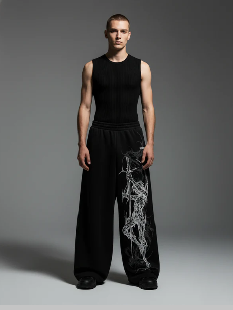 Straight Fit Baggy pants For Unisex, Black