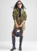 Green Fleece  Cozy Hooded Front Open Sweatshirt for Women